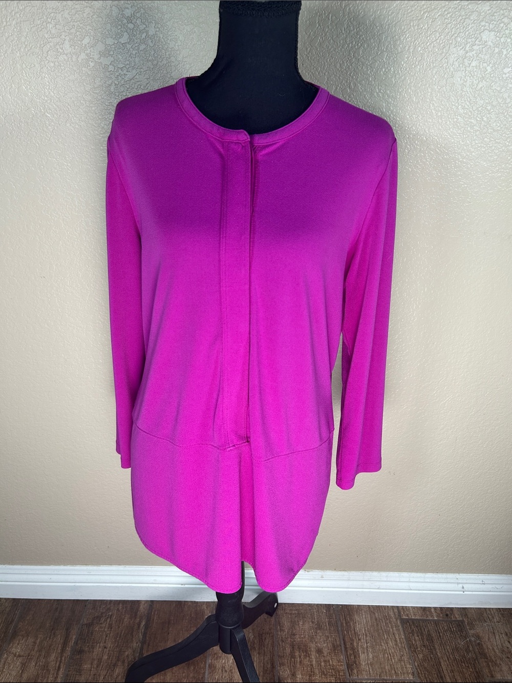 Lauren Ralph Lauren Magenta Pink Long Sleeve Knit Cardigan Top Size L